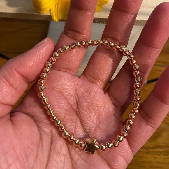 Handmade Star Rose Gold & Gold Bead Bracelet - Picture 2 of 5
